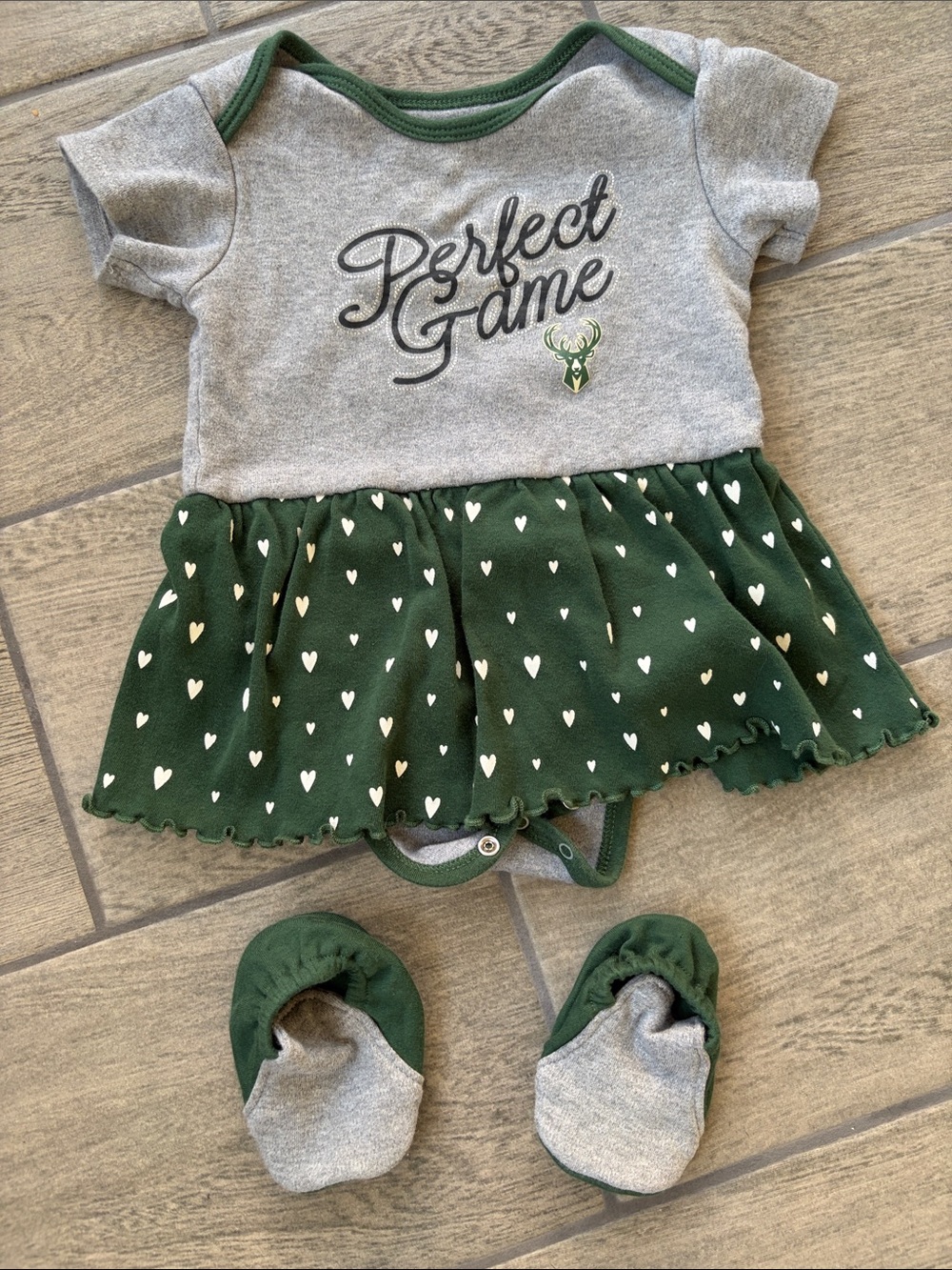 NBA Milwaukee Bucks Onsie Dress with Matching Booties